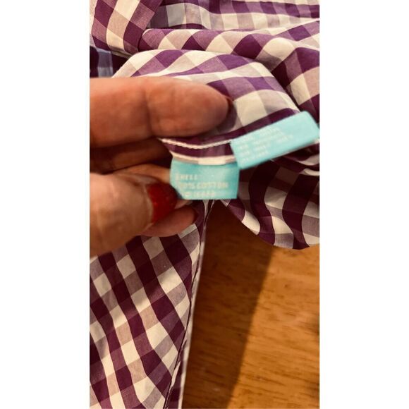 J. McLaughlin Purple and white Check Button Down Mens Top Shirt SZ L - Picture 9 of 9